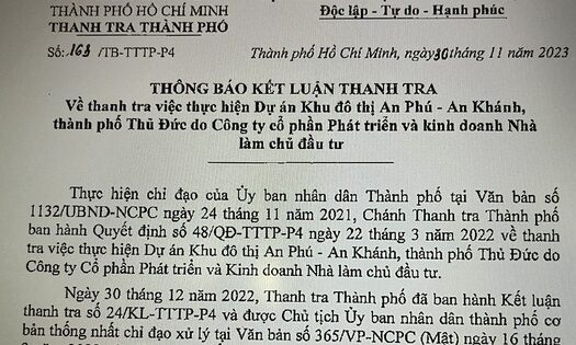 Chủ tịch UBND TP HCM chỉ đạo khắc phục các sai phạm tại Dự án Khu đô thị An Phú - An Khánh